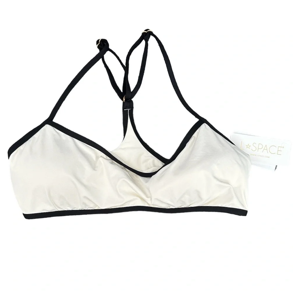 NWT L*SPACE Pamela Bikini Top Cream Black